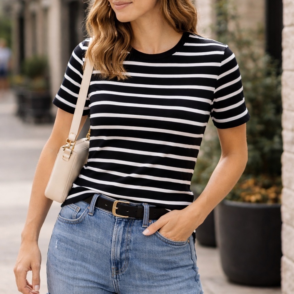 Happily Grey Striped Short-Sleeve Tee